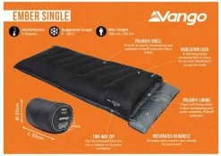 Vango Ember Slaapzak - Zwart 9 Vango Ember Slaapzak - Zwart -Speciaalzaak Voor Kampeerartikelen 1900 1783 ember single 2 1