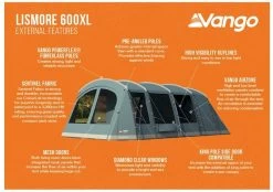 Vango Lismore 600XL Tunneltent - 5 Persoons - Groen -Speciaalzaak Voor Kampeerartikelen 1900 1783 lismore 600xl package 2