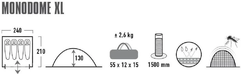 High Peak Monodome XL Koepeltent - 4 Persoons - Pearl 5 High Peak Monodome XL Koepeltent - 4 Persoons - Pearl - Afbeelding 3